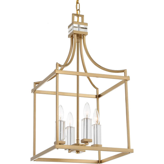 Montreal 4 Light Lantern Pendant by Uttermost in brass. Made from iron, crystal in a unique style.