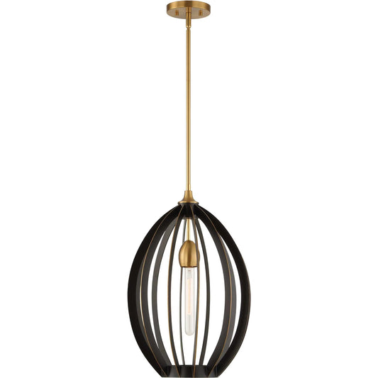 Darby 1 Light Architectural Oval Pendant by Uttermost in dark bronze. Made from iron in a modern style.