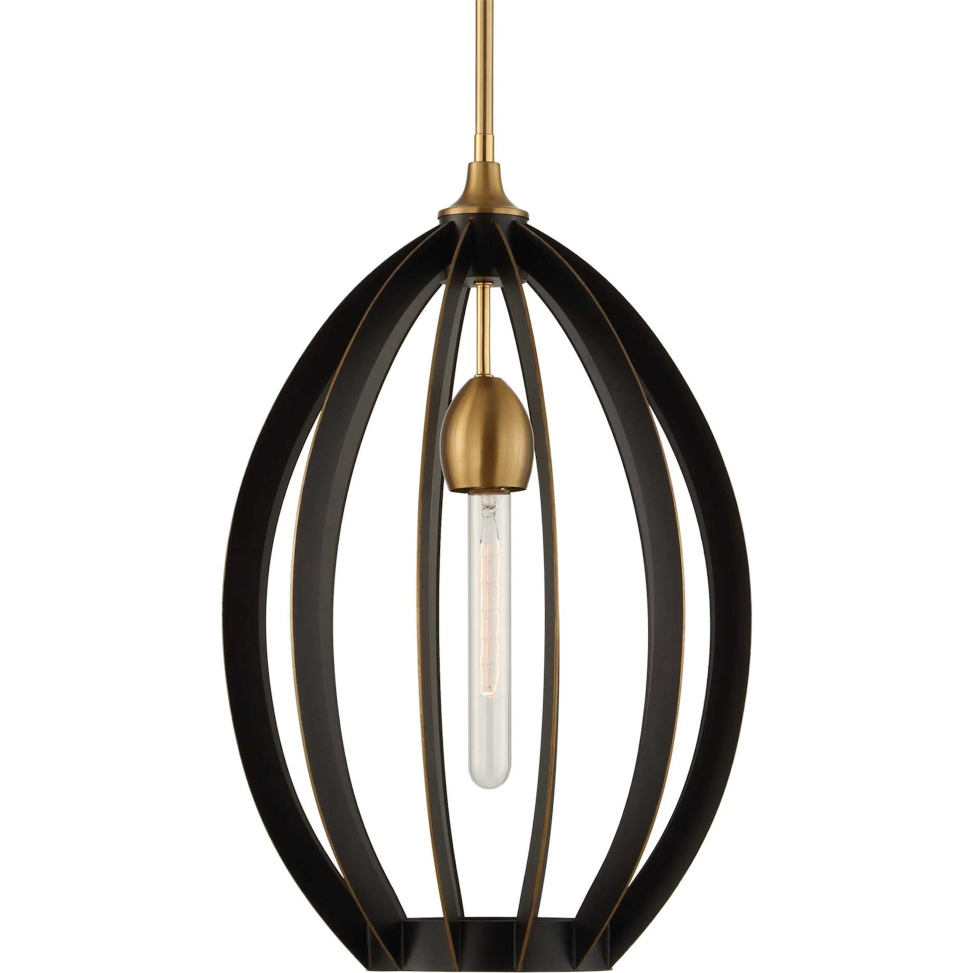 Darby 1 Light Architectural Oval Pendant by Uttermost in dark bronze. Made from iron in a modern style.