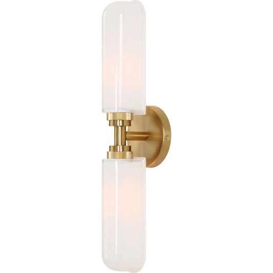Wellsville 2 Light Sconce by Uttermost in brass, white. Made from iron, glass in a unique style.
