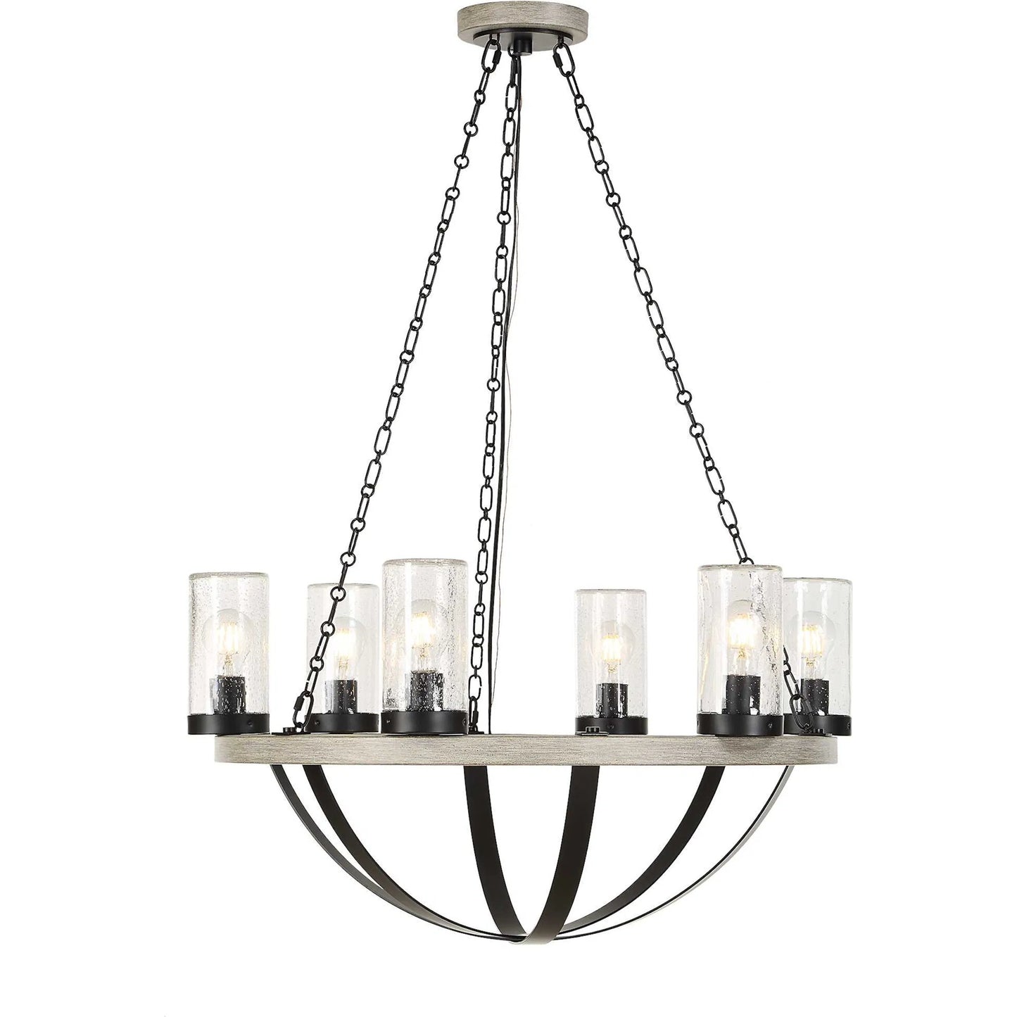 001 SI-2630594 | Primary Silo | Edgecomb 6 Light Indoor/Outdoor Chandelier by Uttermost in black and black. Made from iron, clear seeded glass in a unique style.