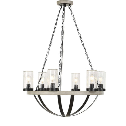 Edgecomb 6 Light Indoor/Outdoor Chandelier by Uttermost in black and black. Made from iron, clear seeded glass in a unique style.