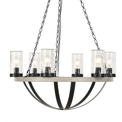 Edgecomb 6 Light Indoor/Outdoor Chandelier by Uttermost in black and black. Made from iron, clear seeded glass in a unique style.