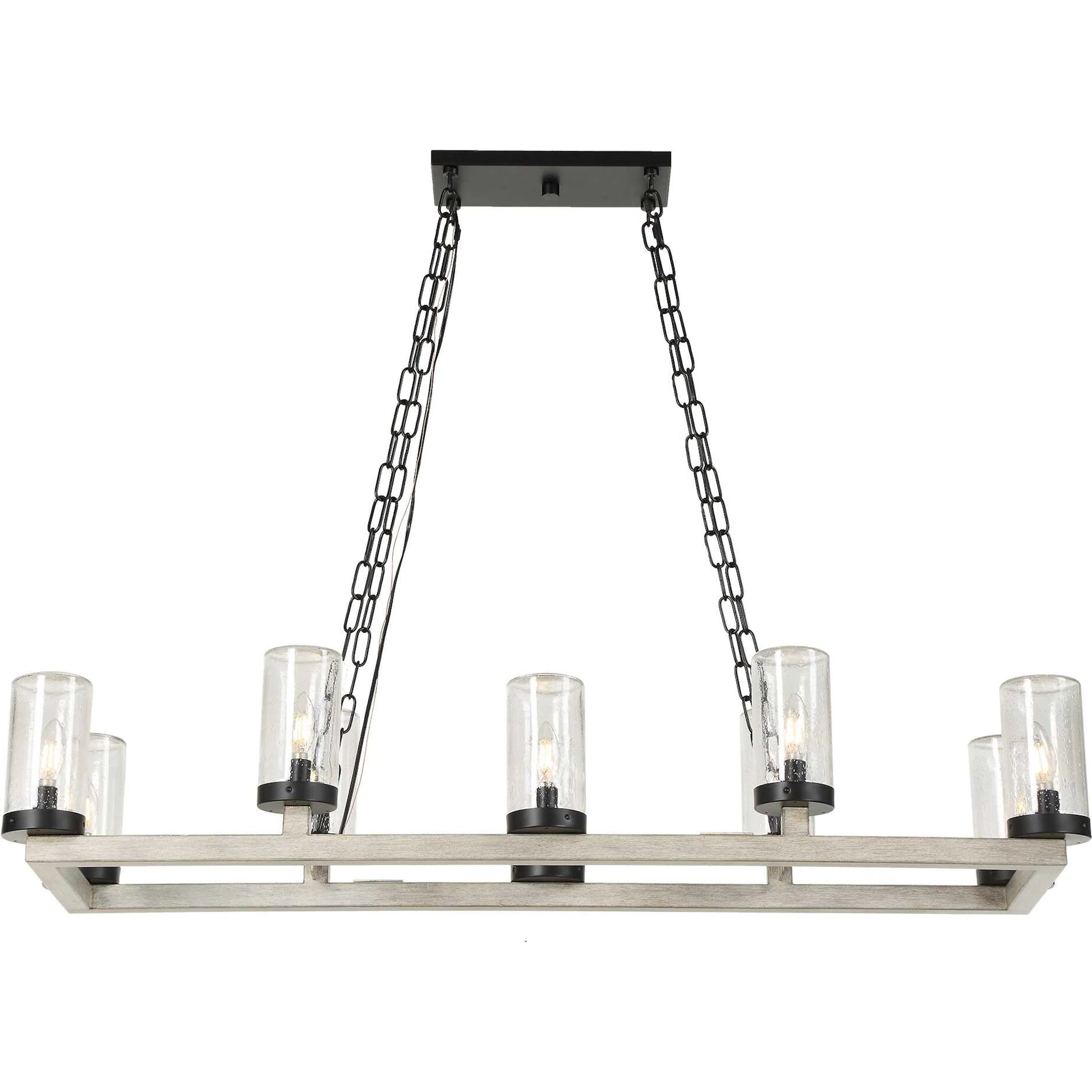 Edgecomb 10 Light Indoor/Outdoor Chandelier by Uttermost in black and black. Made from iron, clear seeded glass in a unique style.