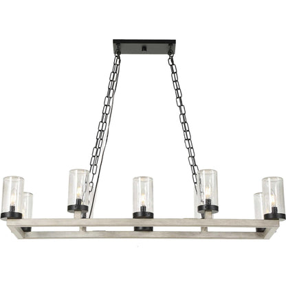 Edgecomb 10 Light Indoor/Outdoor Chandelier by Uttermost in black and black. Made from iron, clear seeded glass in a unique style.