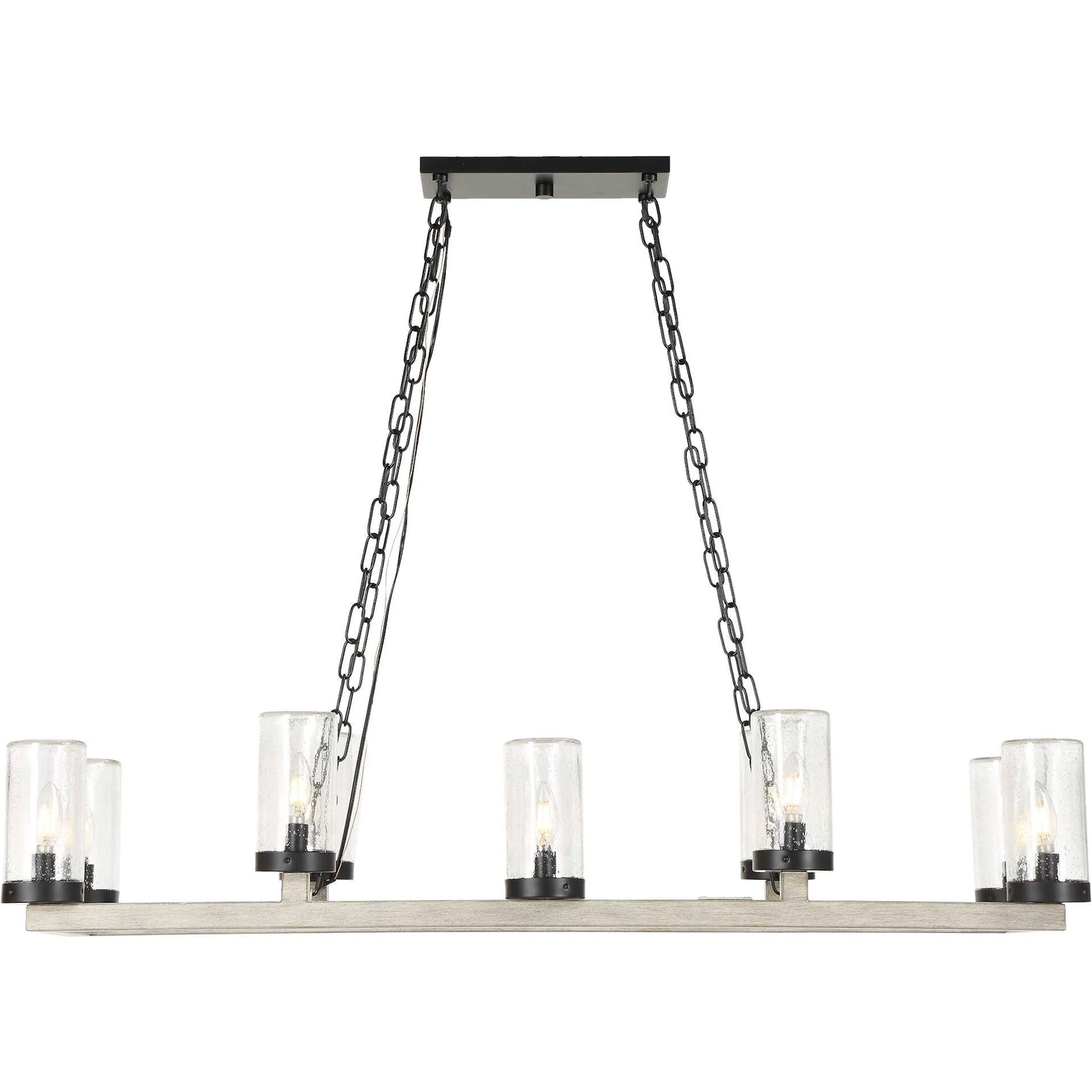 Edgecomb 10 Light Indoor/Outdoor Chandelier by Uttermost in black and black. Made from iron, clear seeded glass in a unique style.