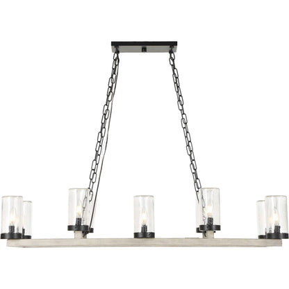 Edgecomb 10 Light Indoor/Outdoor Chandelier by Uttermost in black and black. Made from iron, clear seeded glass in a unique style.
