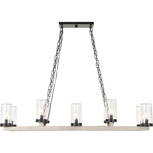 Edgecomb 10 Light Indoor/Outdoor Chandelier by Uttermost in black and black. Made from iron, clear seeded glass in a unique style.