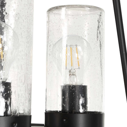 Edgecomb 4 Light Indoor/Outdoor Pendant by Uttermost in black and black. Made from iron, clear seeded glass in a unique style.