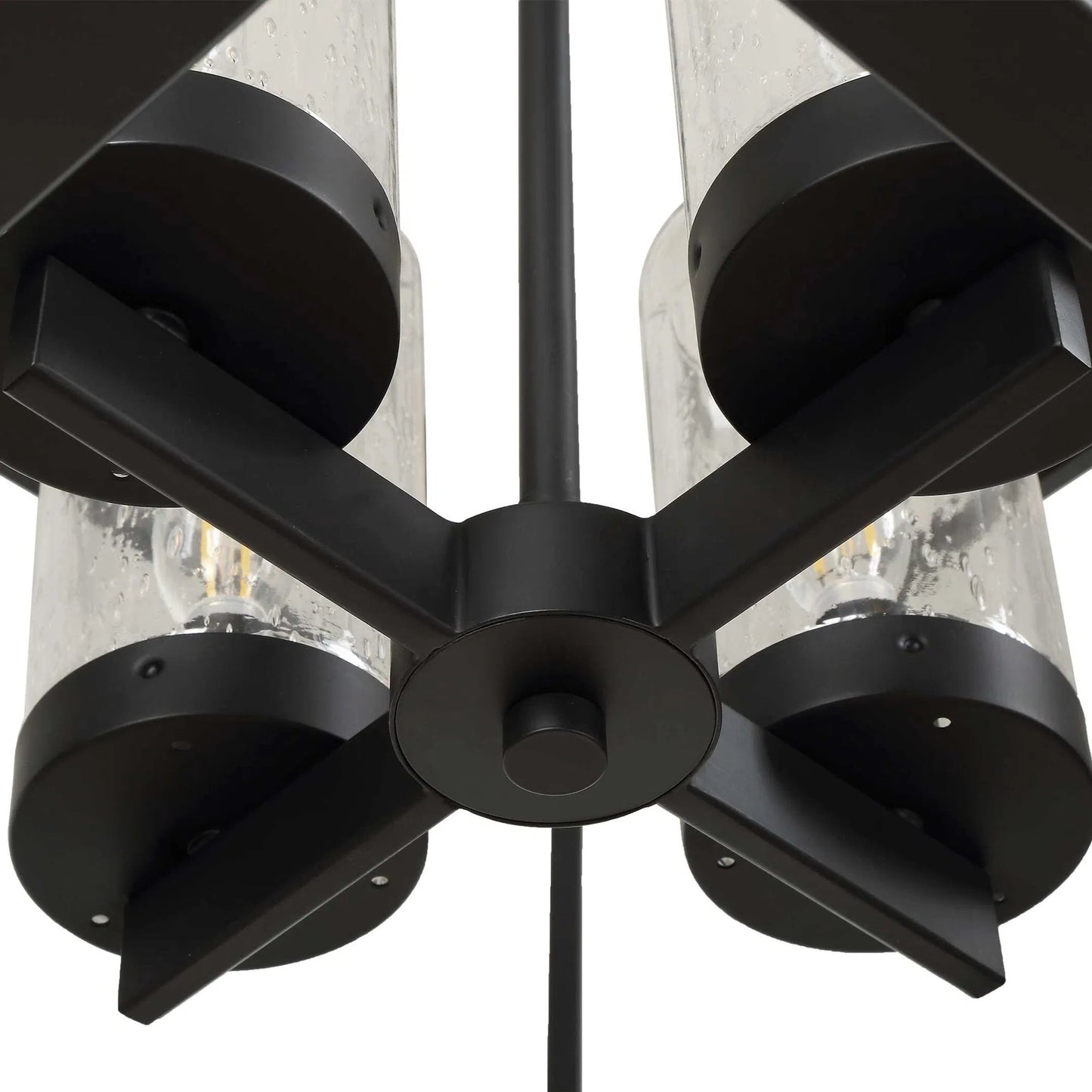 006 SI-2630601 | Unknown | Evanston 4 Light Indoor/Outdoor Pendant by Uttermost in black and black. Made from opal glass in a unique style.