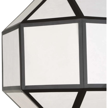 Hoi an 4 Light Geometric Chandelier by Uttermost in black and black. Made from iron, ivory tyvek shade in a unique style.