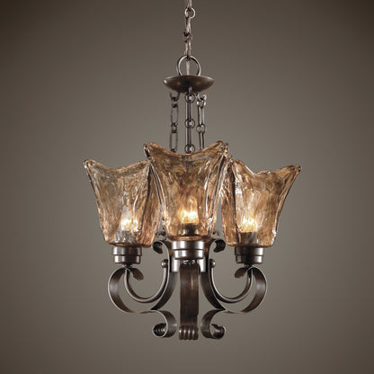 Vetraio Chandelier by Uttermost in bronze. Made from metal, brass, glass in a modern style.