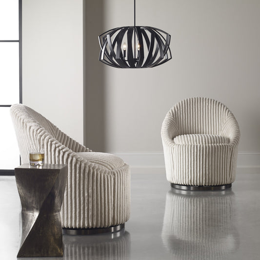 Thales Black Geometric Pendant by Uttermost in black. Made from steel in a modern style.