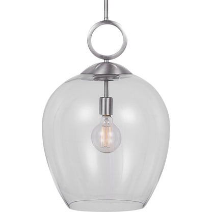 Calix Pendant by Uttermost in aged brass. Made from steel, glass in a transitional style.