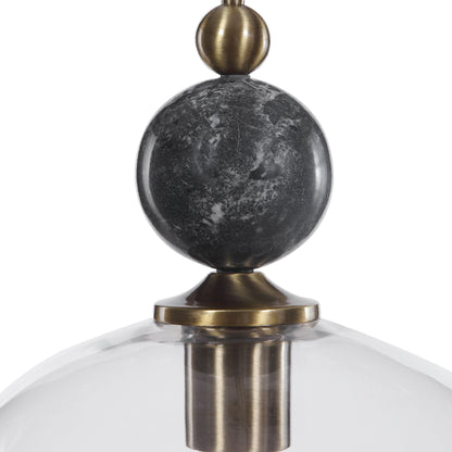 Mendota Pendant by Uttermost. Made from glass, iron, marble in a transitional style.