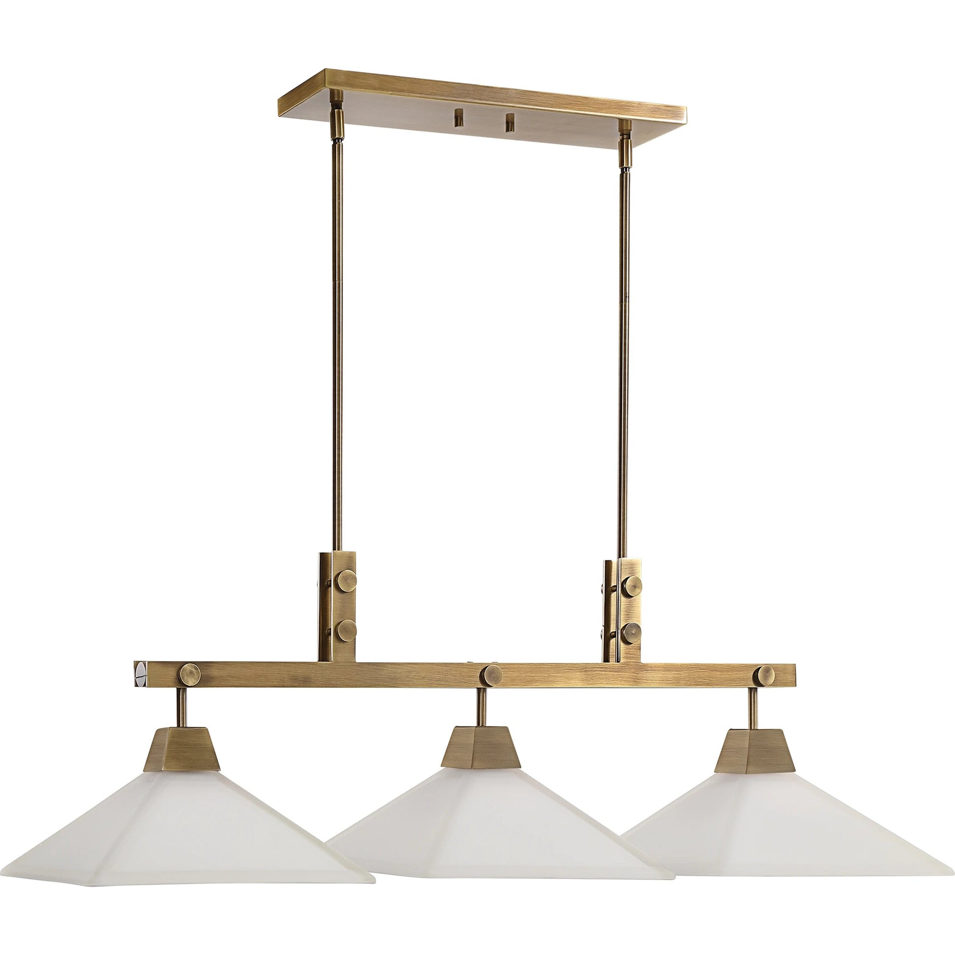 Brookdale Linear Chandelier by Uttermost in aged brass. Made from glass, steel in a transitional style.