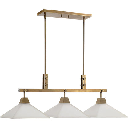 Brookdale Linear Chandelier by Uttermost in aged brass. Made from glass, steel in a transitional style.