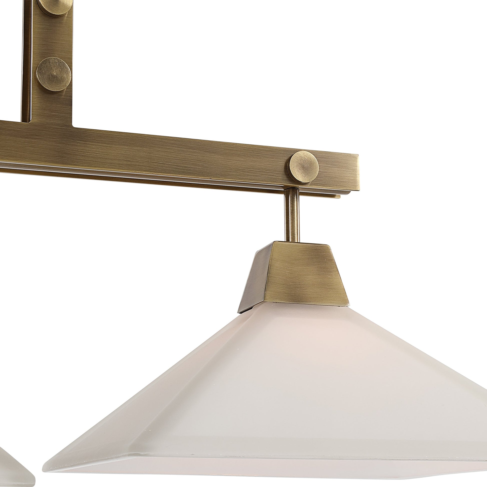 Brookdale Linear Chandelier by Uttermost in aged brass. Made from glass, steel in a transitional style.