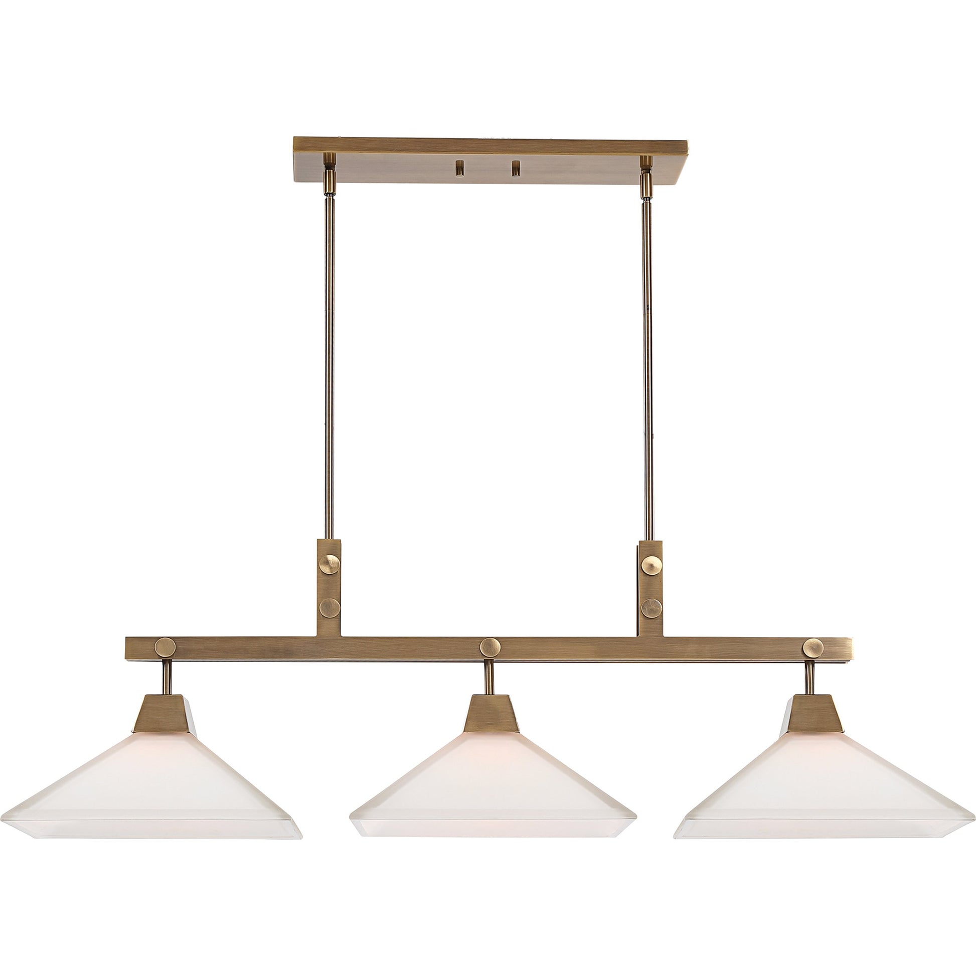Brookdale Linear Chandelier by Uttermost in aged brass. Made from glass, steel in a transitional style.
