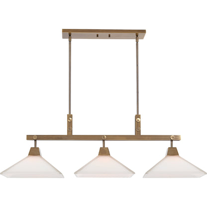 Brookdale Linear Chandelier by Uttermost in aged brass. Made from glass, steel in a transitional style.