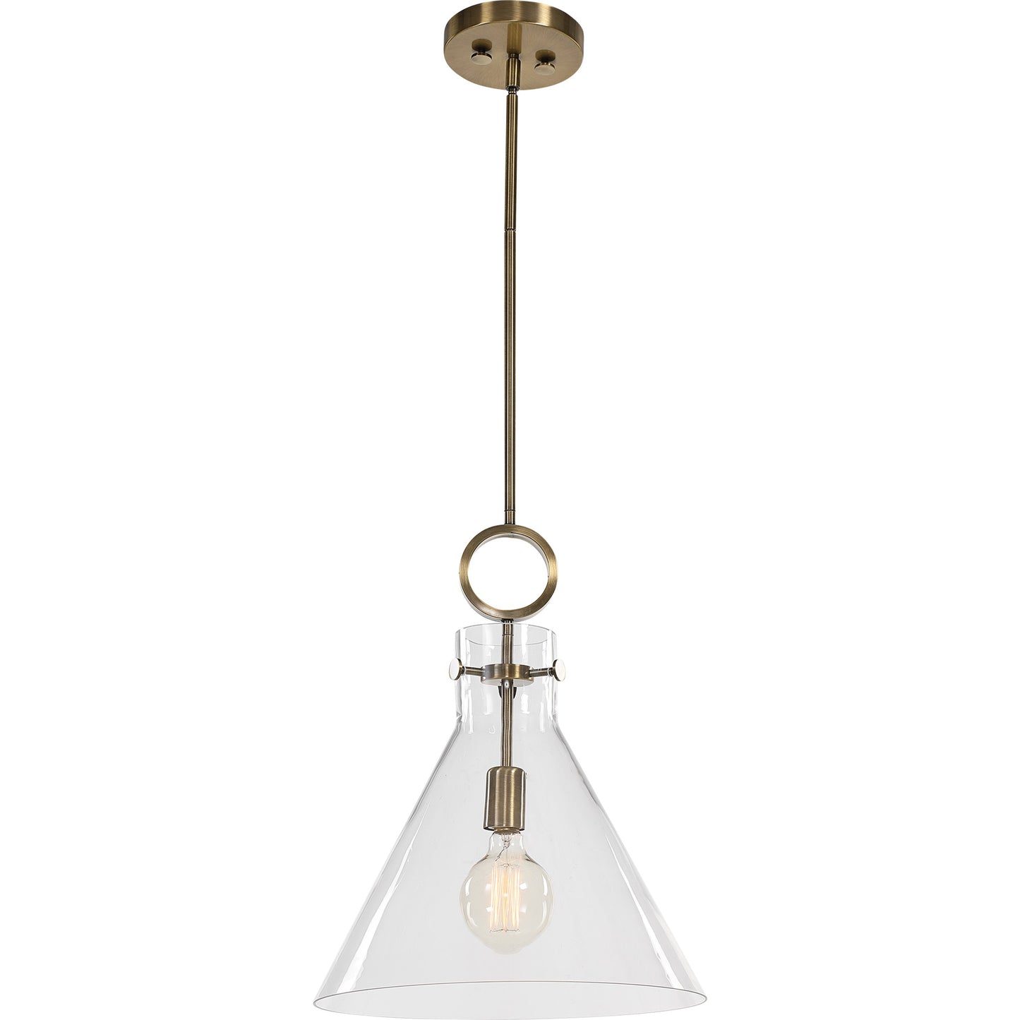 004 SI-1750267 | Primary Silo | Imbuto Pendant by Uttermost in aged brass. Made from glass, steel in a modern style.