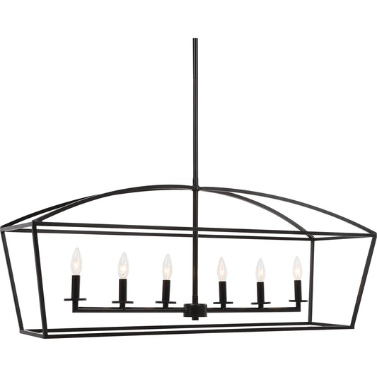 Clayton Linear Chandelier by Uttermost in weathered bronze. Made from steel in a modern style.