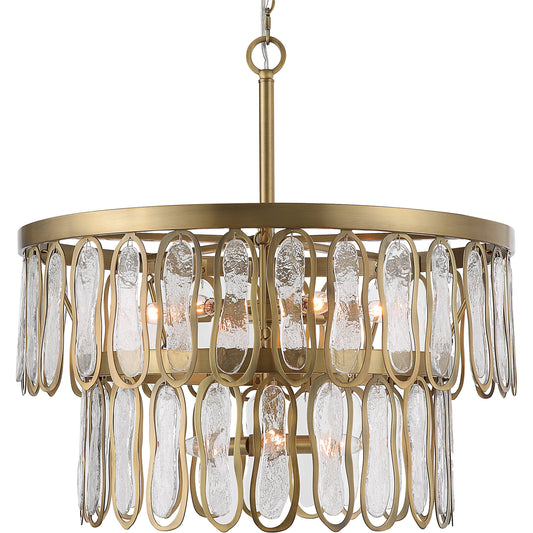 Aurelie 9 Light Pendant by Uttermost in brass. Made from steel, glass in a modern style.