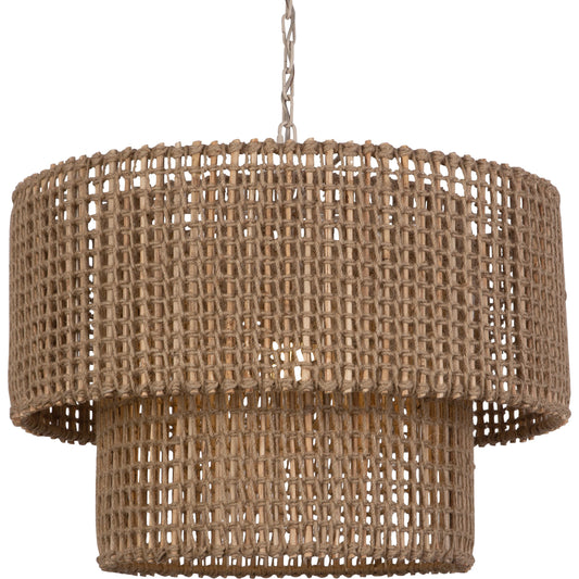 Biswas Woven Jute 1 Light Pendant by Uttermost in brass. Made from iron, jute in a coastal style.
