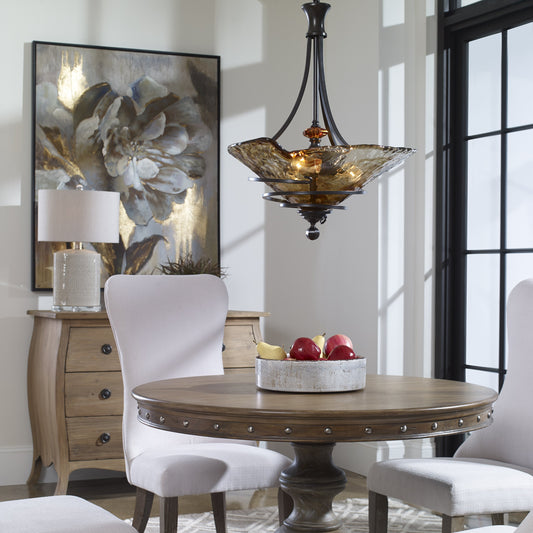 Vitalia Pendant by Uttermost in bronze. Made from metal, glass, resin in a modern style.