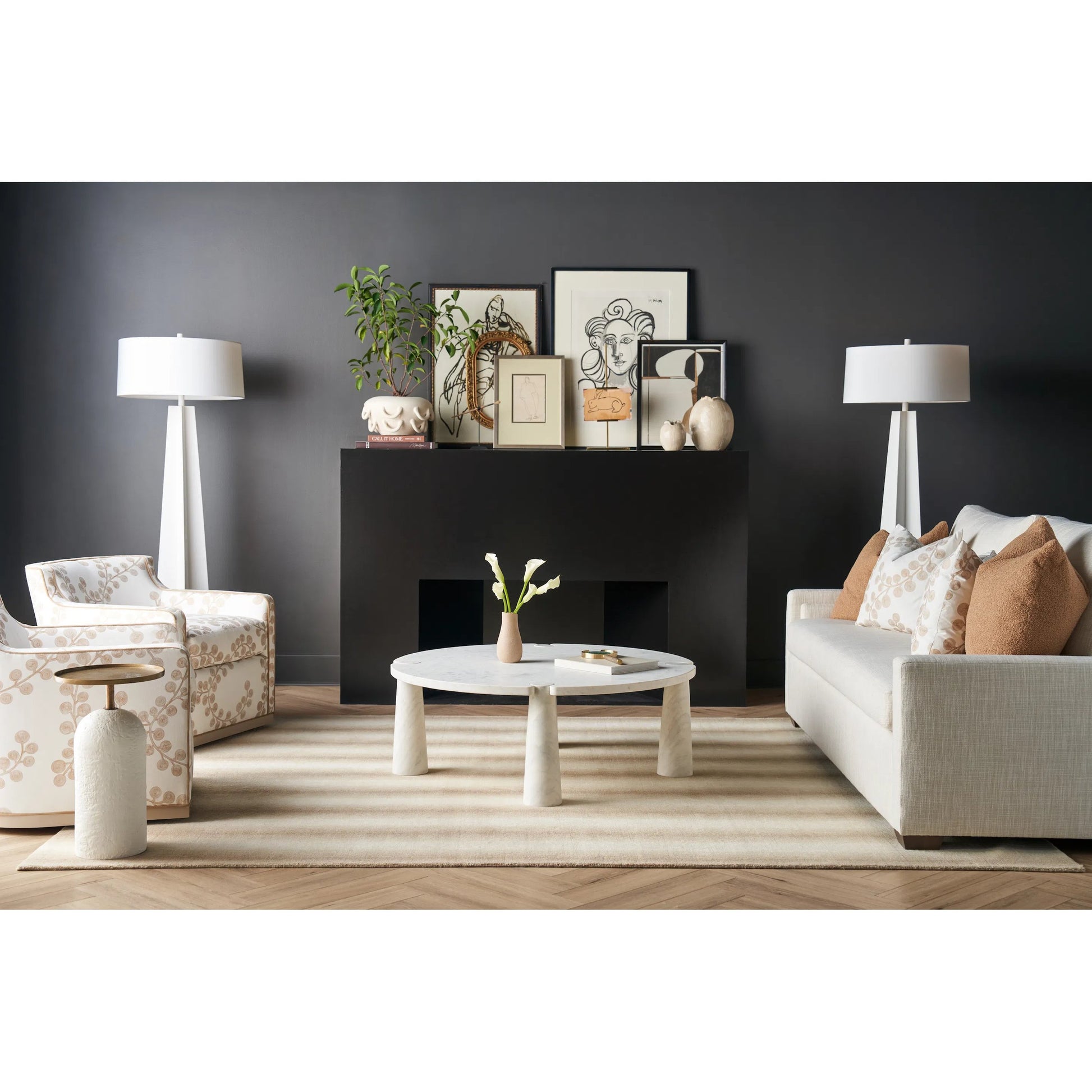 Modern Sienna Martini Table by Universal Furniture in cast aluminum, white plaster. Made from unique in a transitional style.