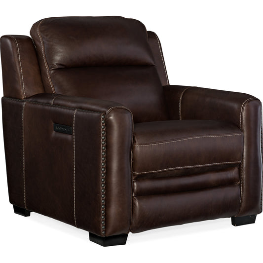 Lincoln Power Recliner by Hooker Furniture in paradise moro. Made from leather in a unique style.
