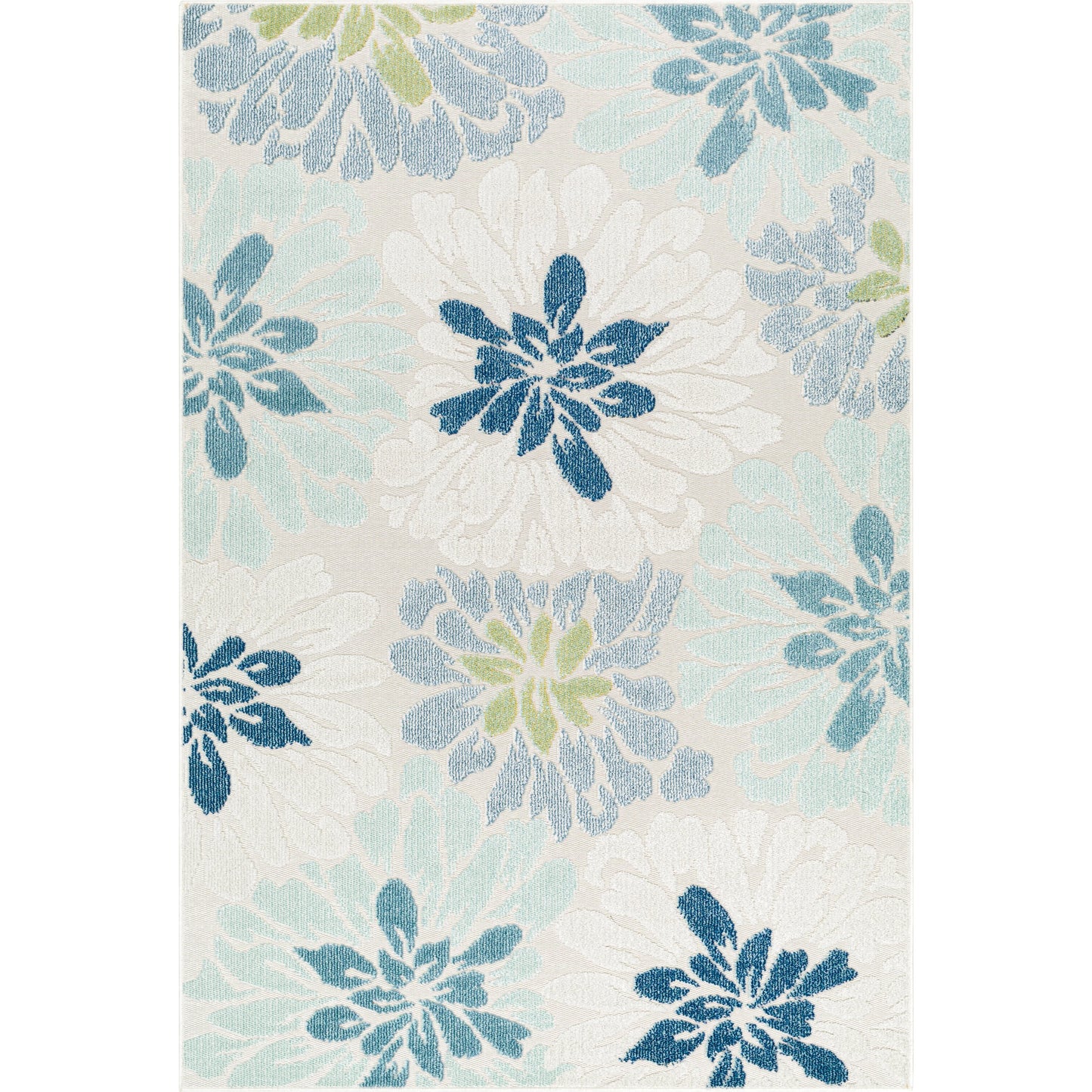 001 SI-2132293,SI-2132294,SI-2132295,SI-2132296 | Primary Silo | Lakeside LKD-2300 Indoor/Outdoor Rug by Livabliss in cream, light slate, pale blue, blue, dark blue, olive. Made from face: 100% polypropylene, warp: 100% polypropylene in a unique style.