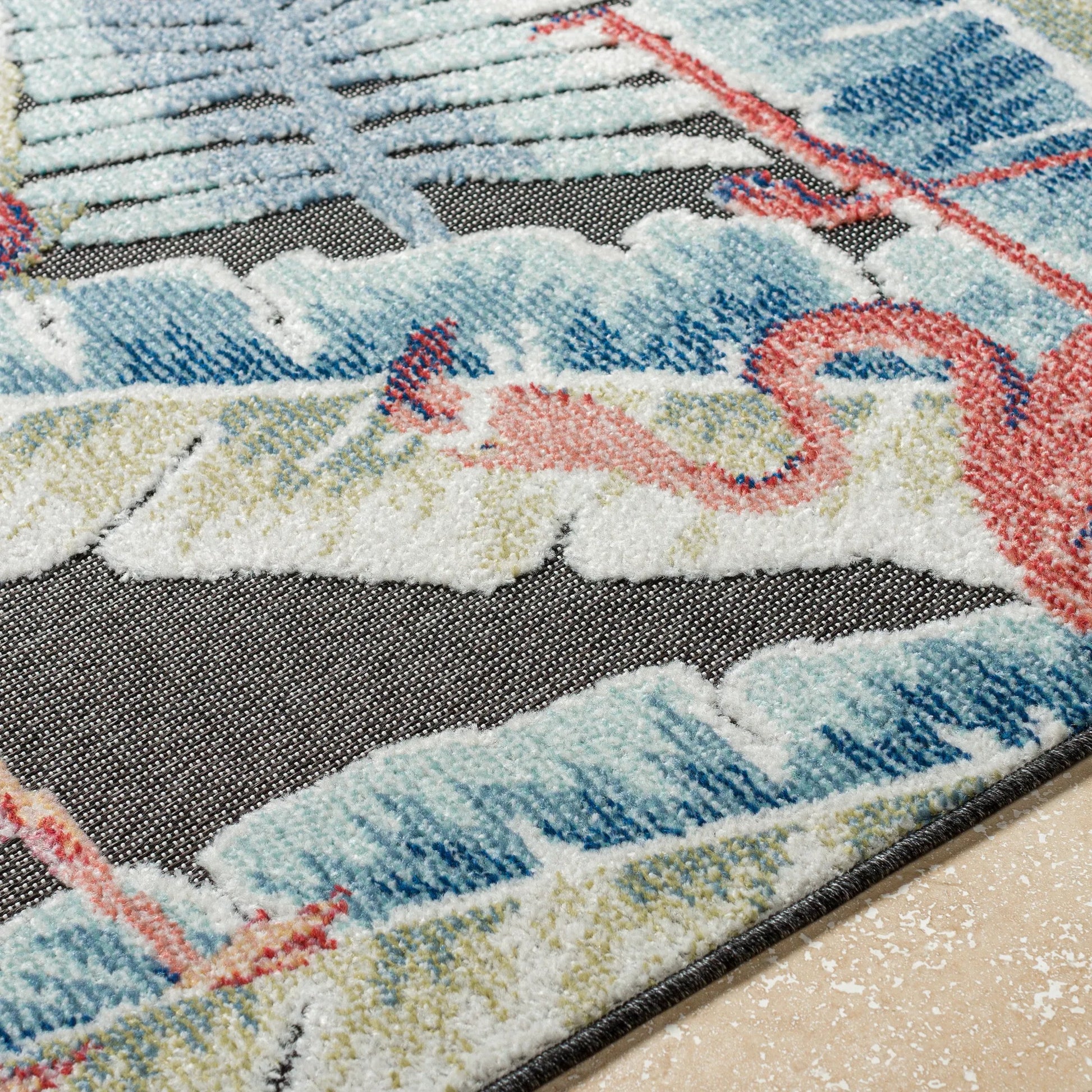 Lakeside Rug - 500193 by Livabliss in light slate, cream, olive, blue, rust, dark brown. Made from face: 100% polypropylene, warp: 100% polypropylene in a unique style.