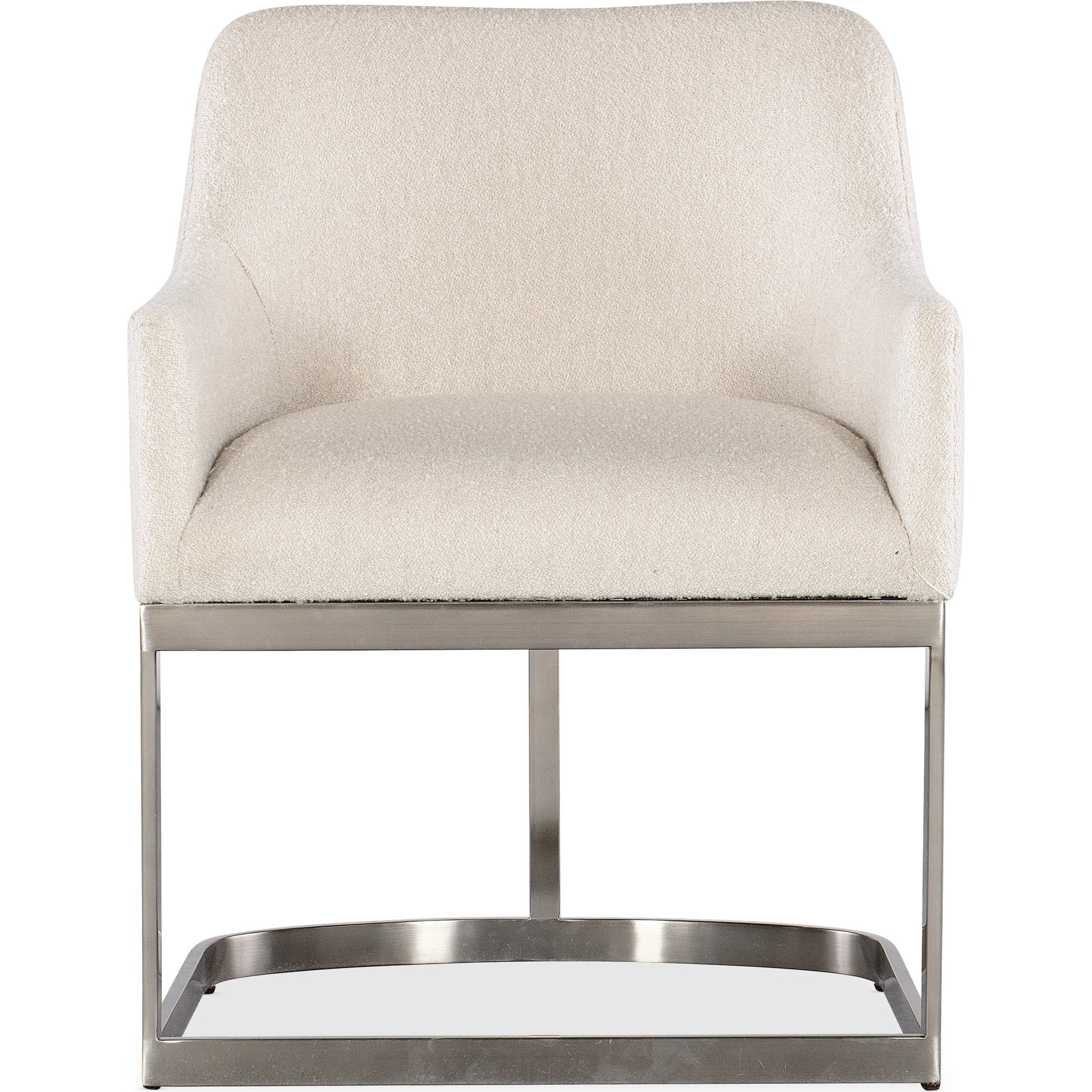 Modern Mood Upholstered Arm Chair by Hooker Furniture in inverness natural and silver. Made from 83% polyester, 17% acrylic, metal in a modern style.