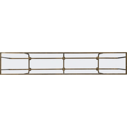 Commerce & Market Kiara Sofa Console by Hooker Furniture in gold. Made from iron, tempered glass in a transitional style.
