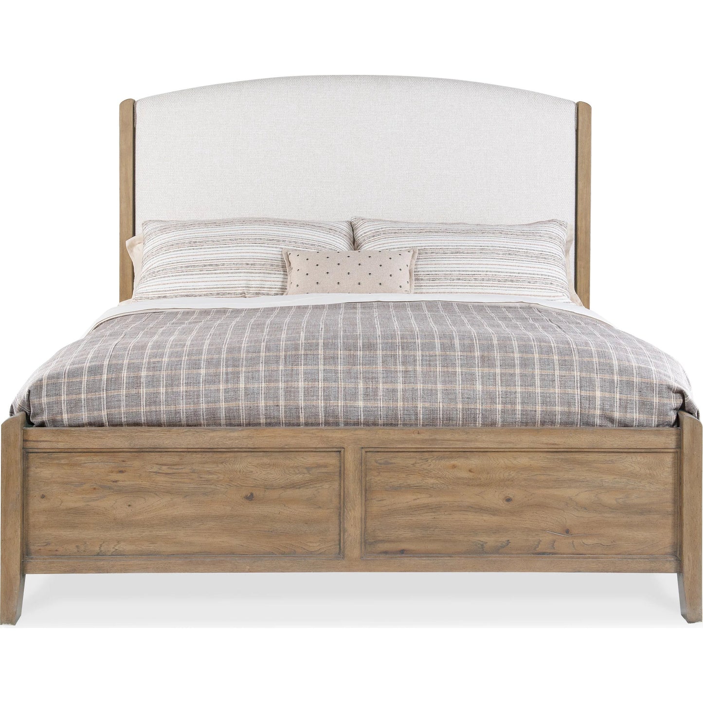 002 SI-2250741,SI-2250742,SI-2250743 | Additional Silo | Vineyard Row Upholstered Bed by Hooker Furniture in beige and sonoma. Made from 57% polyester, 43% cationic poly in a transitional style.