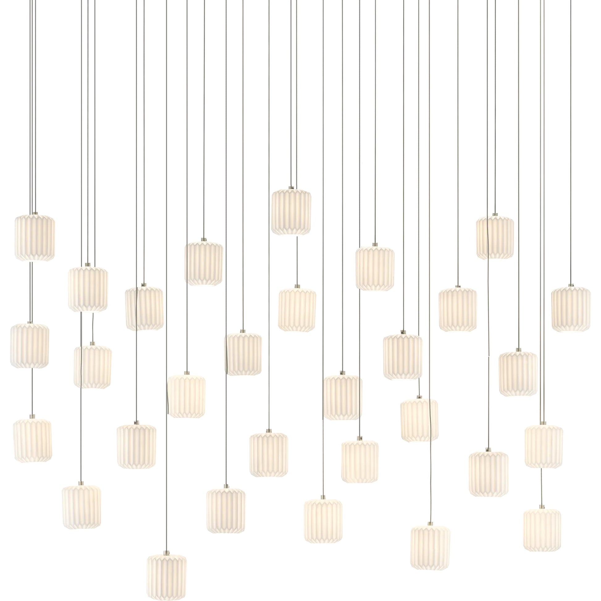 Dove Linear Pendant by Currey and Company in painted silver, white. Made from metal, ceramic in a modern style.