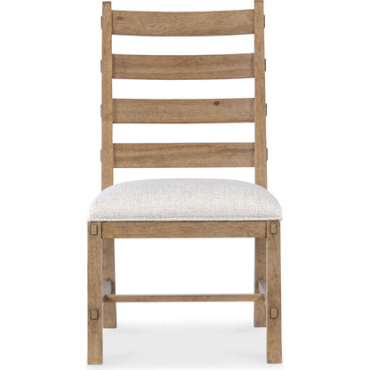 Vineyard Row Ladderback Side Chair by Hooker Furniture in beige and sonoma. Made from 57% polyester, 43% cationic poly in a transitional style.