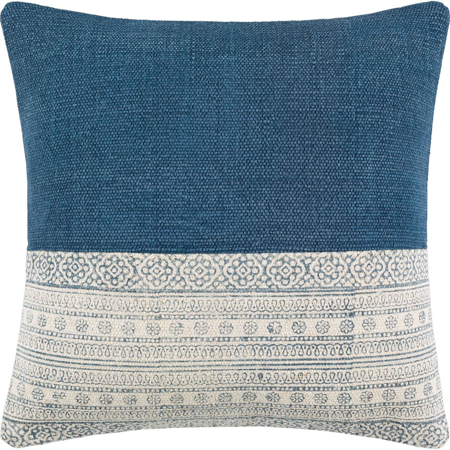 001 SI-1856737,SI-1856738,SI-1856739,SI-1856740 | Primary Silo | Lola Pillow - 10795 by Livabliss in pale blue, cream, navy. Made from 100% cotton in a eclectic & global style.