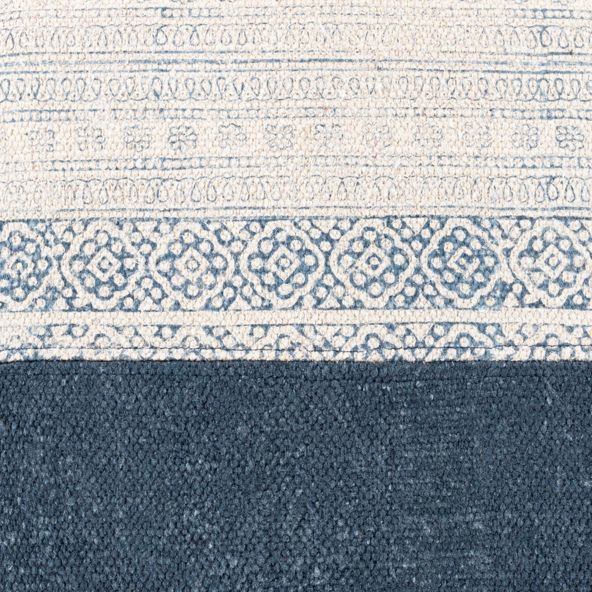 Lola Pillow - 10795 by Livabliss in pale blue, cream, navy. Made from 100% cotton in a eclectic & global style.