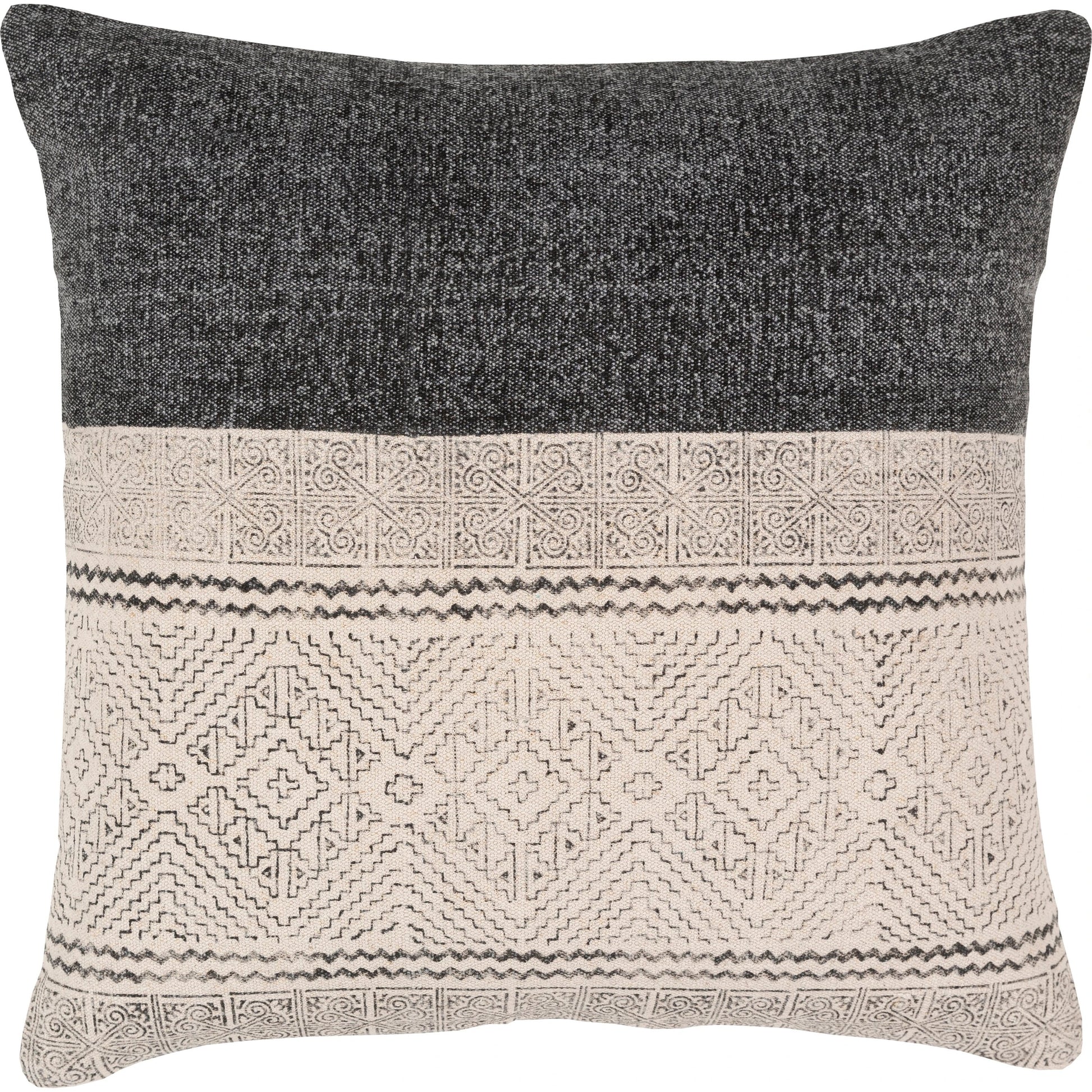 Lola Pillow - 22141 by Livabliss in black, cream. Made from 100% cotton in a eclectic & global style.