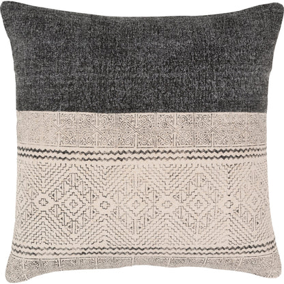 Lola Pillow - 22141 by Livabliss in black, cream. Made from 100% cotton in a eclectic & global style.
