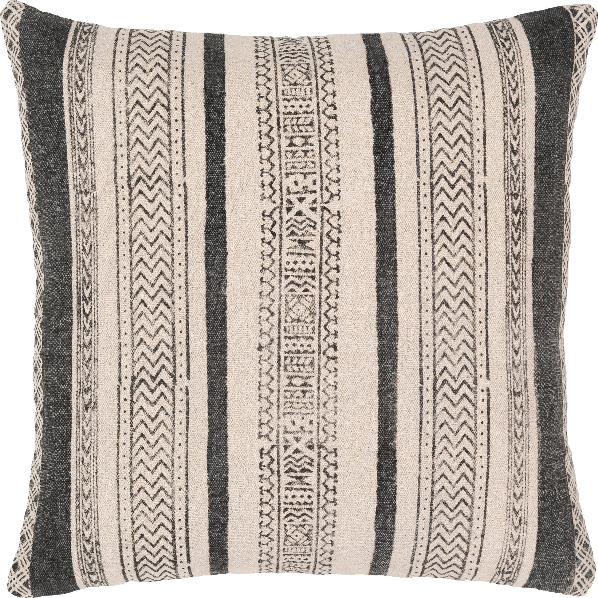 Lola Pillow - 14082 by Livabliss in black, cream. Made from 100% cotton in a eclectic & global style.