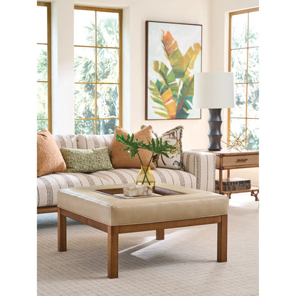 Crandon Park Leather Ottoman by Lexington in leather. Made from unique in a unique style.