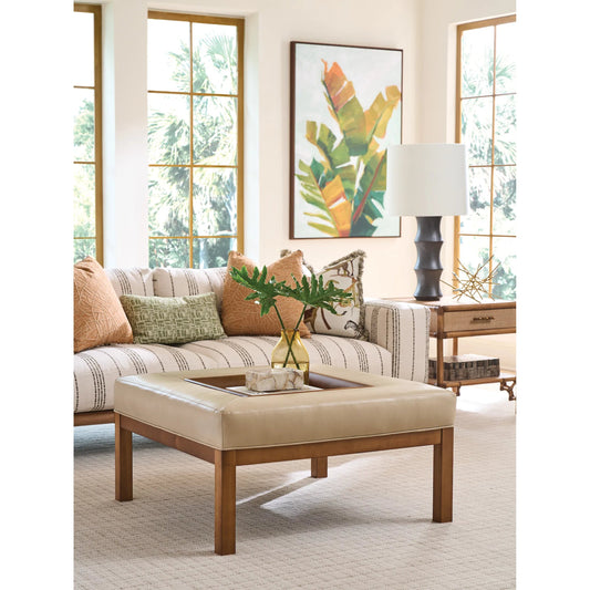 Crandon Park Leather Ottoman by Lexington in leather. Made from unique in a unique style.