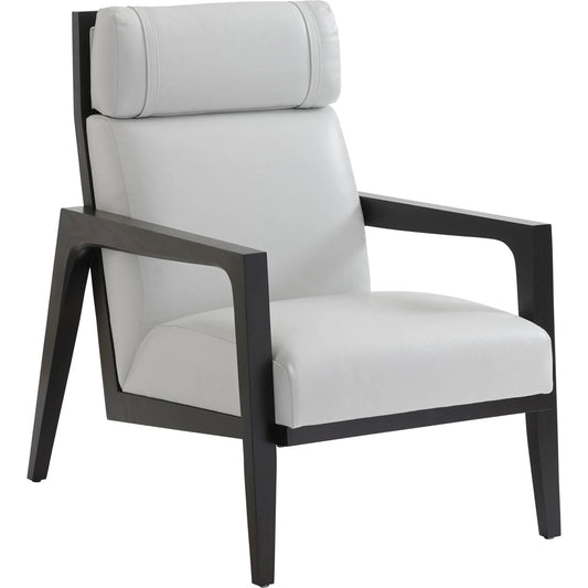 Covina Leather Chair by Tommy Bahama Home in white, ivory and ebony. Made from hickory, leather in a unique style.