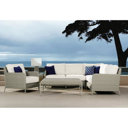 Manhattan Outdoor Club Chair by Sunset West in gray. Made from resin wicker in a modern style.