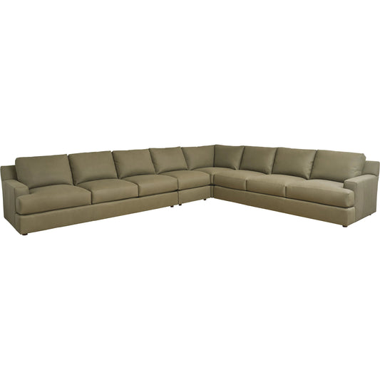 Millington Leather Sectional by Barclay Butera in green. Made from mahogany, leather in a unique style.