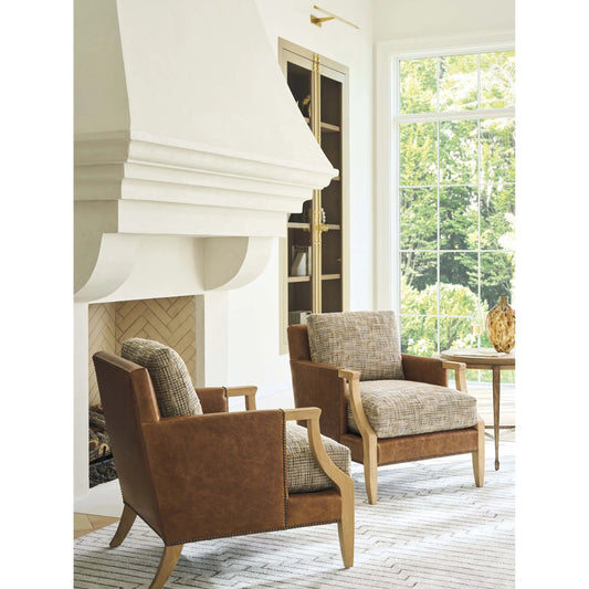 Treadwell Leather Chair by Barclay Butera in tan. Made from unique in a unique style.