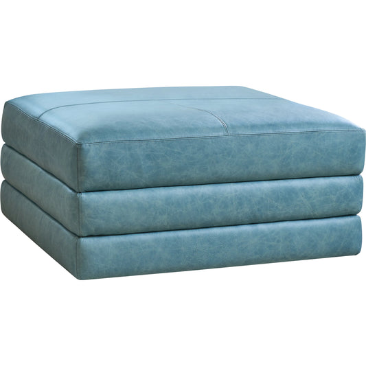 Brickell Leather Ottoman by Lexington in blue, aqua. Made from oak, leather in a unique style.